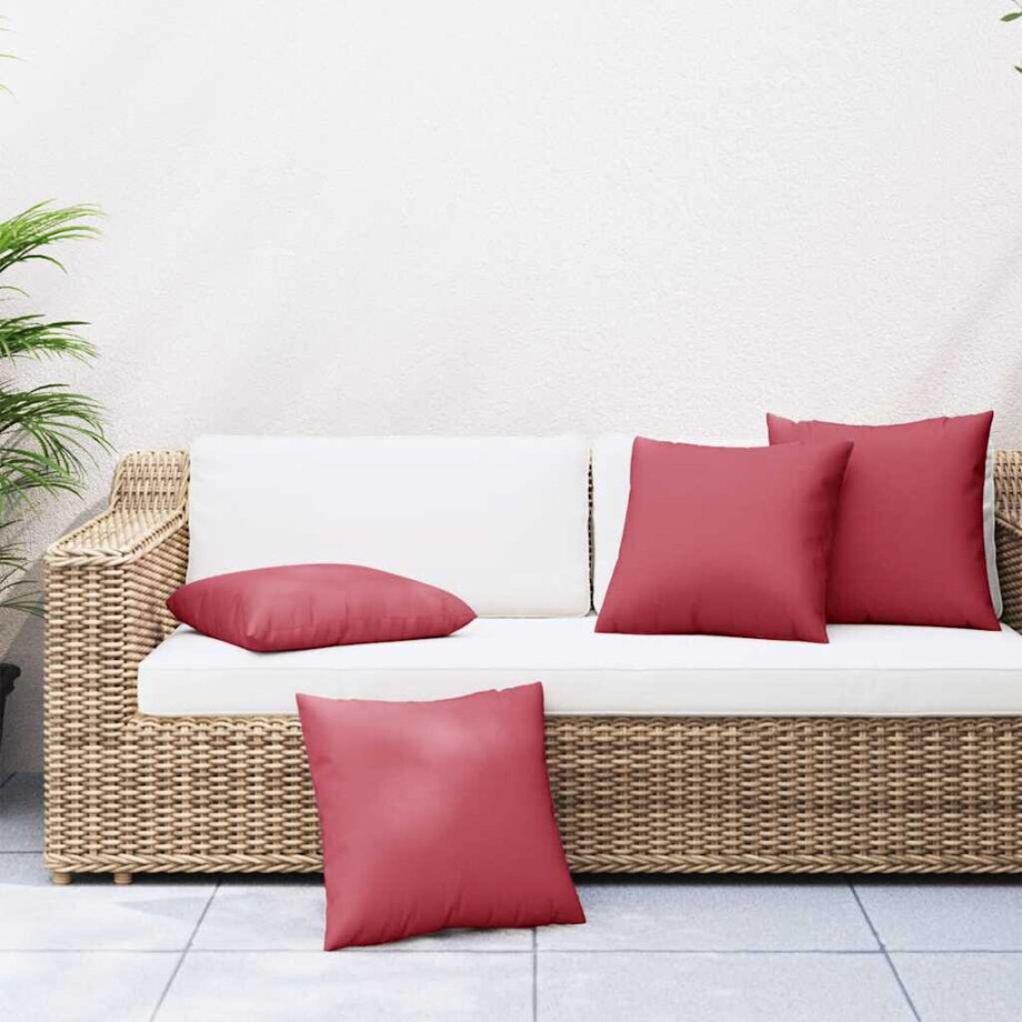 vidaXL Bankkussens 4 stuks Wijnrood 40x40 cm Stof afbeelding 1