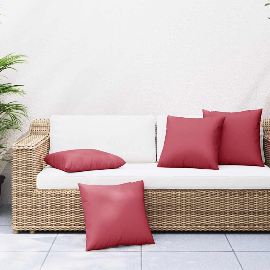vidaXL Bankkussens 4 stuks Wijnrood 60x60 cm Stof afbeelding 1