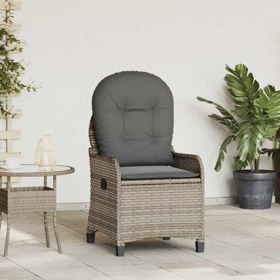 vidaXL Ligstoel met kussen Grijs 56 x 66 x 95 cm poly rattan vidaXL Ligstoel met kussen Grijs 56 x 66 x 95 cm poly rattan afbeelding 1