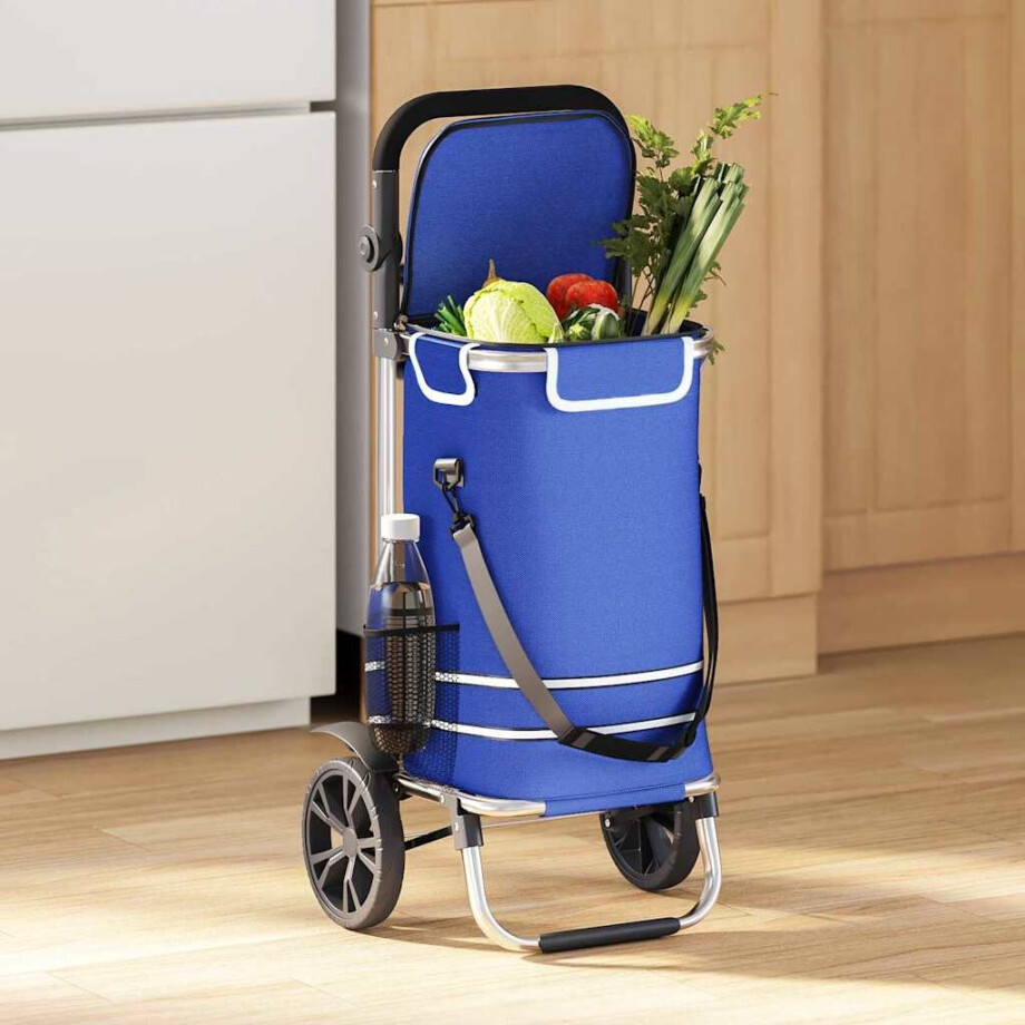 vidaXL Winkel trolley Blauw 36,5 x 46,5 x 100,5 cm Oxford stof afbeelding 1