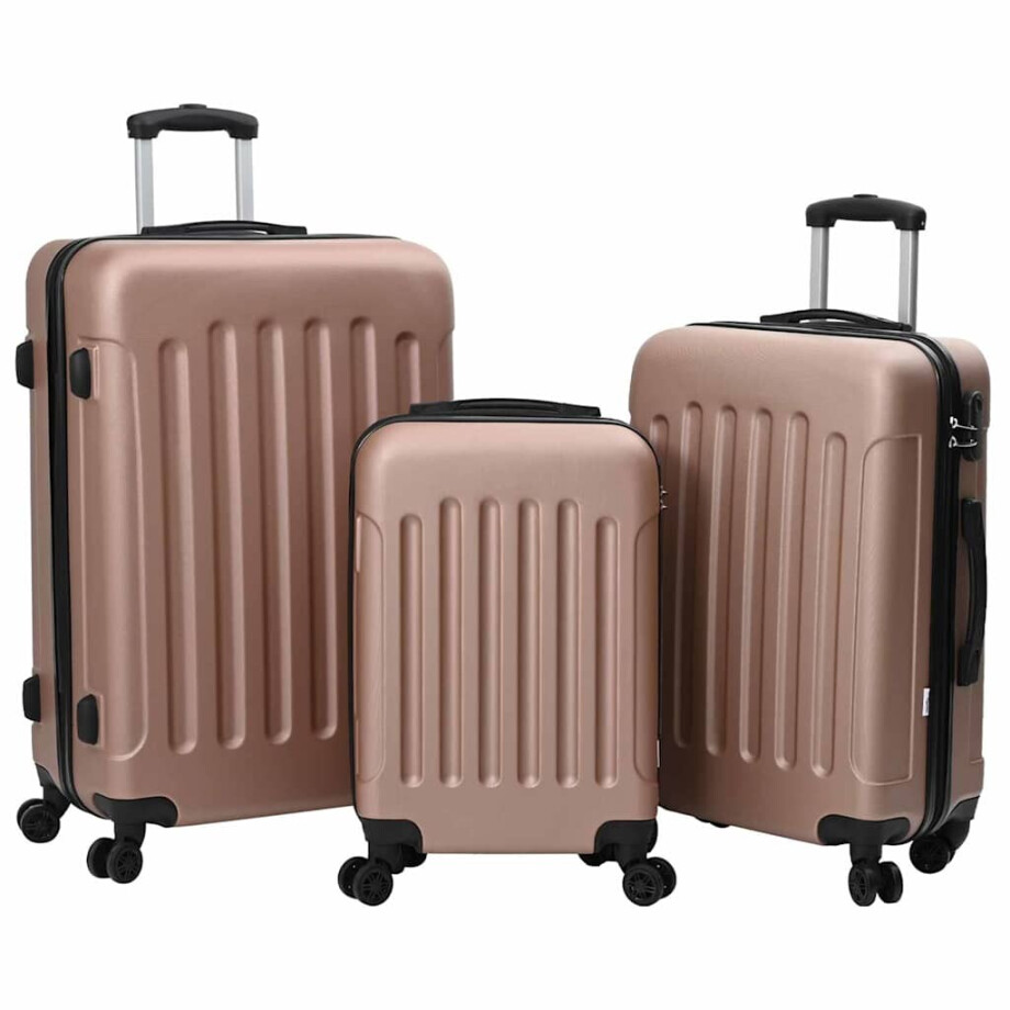 vidaXL Koffer met slot 3 pcs Rose Gold 50 x 31 x 78 cm ABS Kunststof afbeelding 1