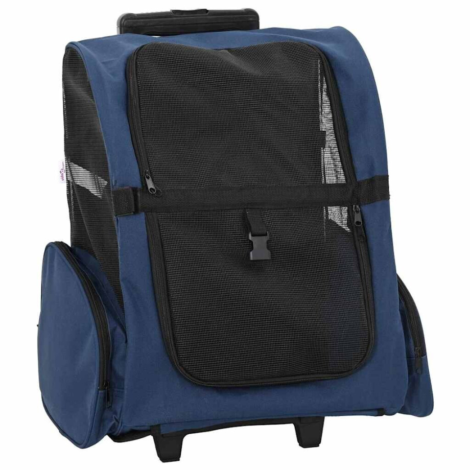 vidaXL Huisdierentrolley 3-in-1 48x32x(57-106) cm oxford stof blauw afbeelding 1