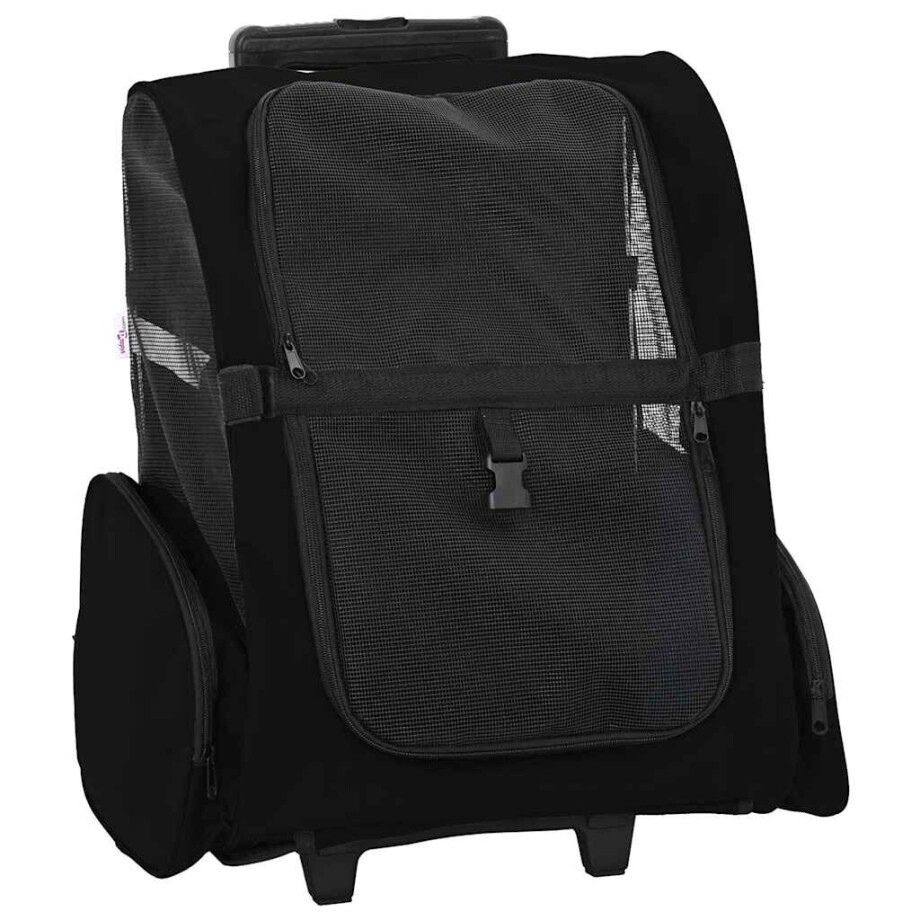 vidaXL Huisdierentrolley 3-in-1 48x32x(57-106) cm oxford stof zwart afbeelding 1