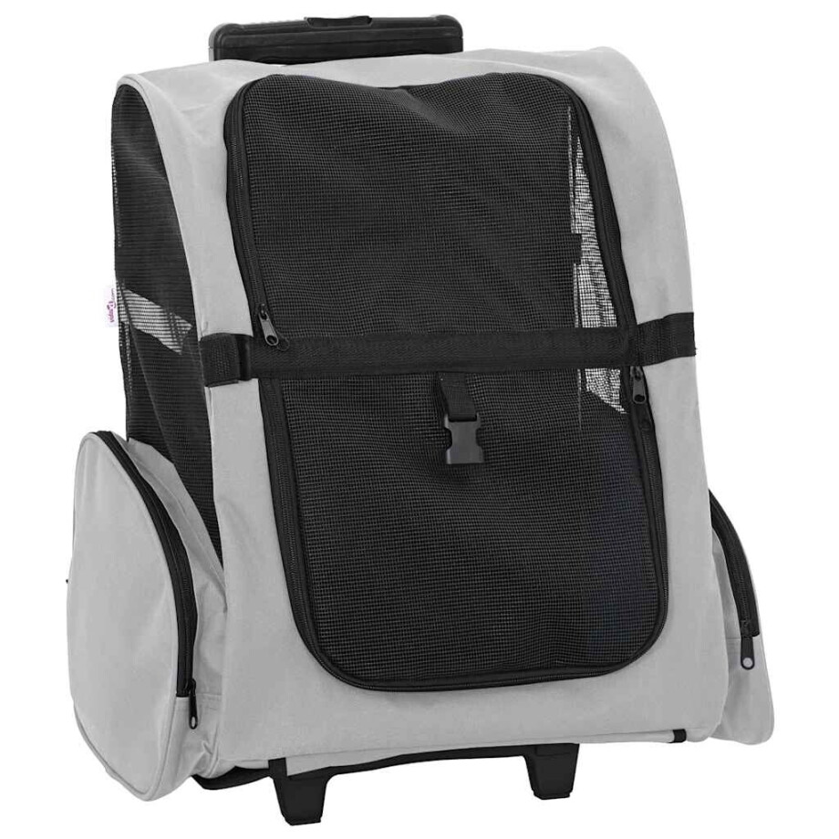 vidaXL Huisdierentrolley 3-in-1 48x32x57 cm oxford stof grijs afbeelding 1