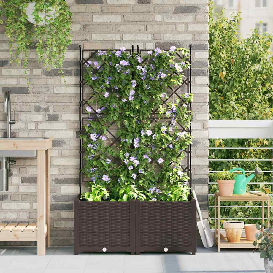vidaXL Tuin Bloempot 2 pcs Bruin 80 x 40 x 143 cm Staal vidaXL Tuin Bloempot 2 pcs Bruin 80 x 40 x 143 cm Staal afbeelding 1