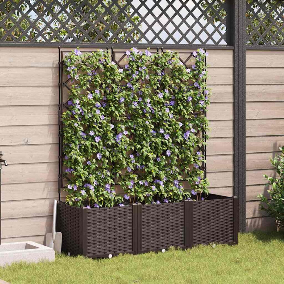 vidaXL Tuin Bloempot 3 pcs Bruin 120 x 40 x 143 cm Staal afbeelding 1