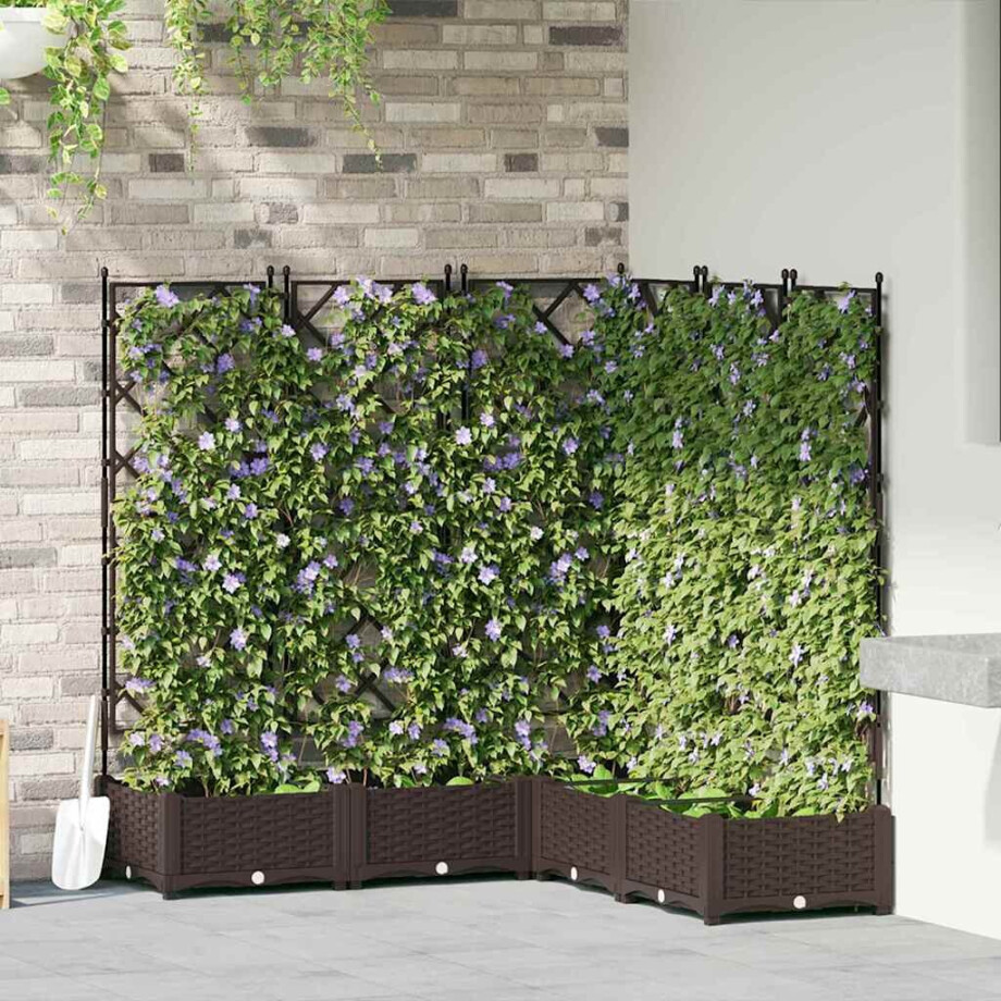 vidaXL Tuin Bloempot 5 pcs Bruin 120 x 120 x 125,5 cm Staal afbeelding 1
