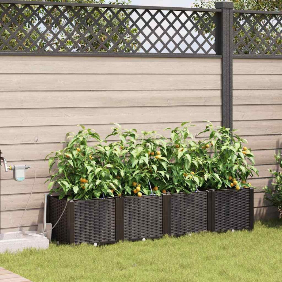 vidaXL Tuin Bloempot 4 pcs Bruin Staal afbeelding 1