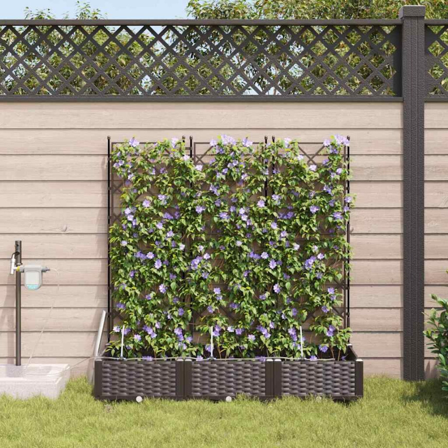 vidaXL Tuin Bloempot 3 pcs Bruin Staal afbeelding 1