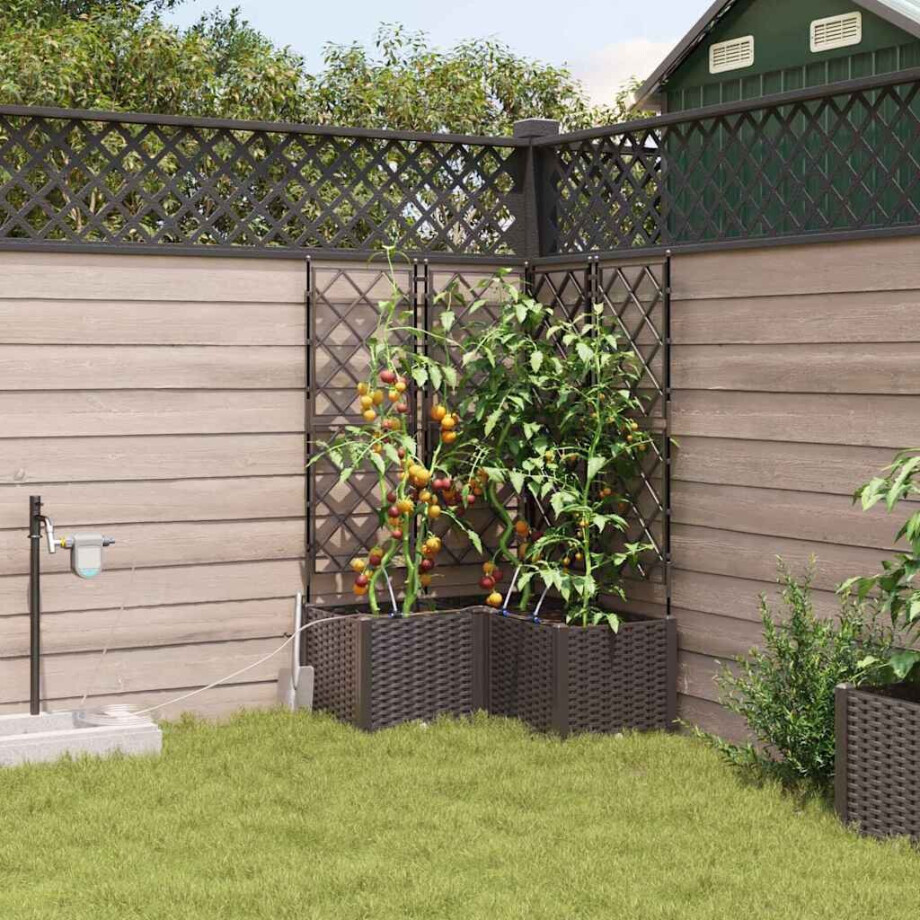 vidaXL Tuin Bloempot 3 pcs Bruin Staal afbeelding 1