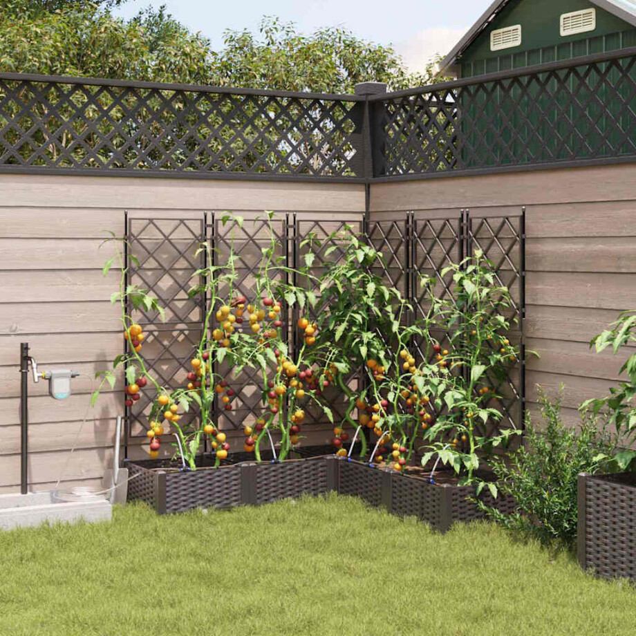 vidaXL Tuin Bloempot 5 pcs Bruin Staal afbeelding 1