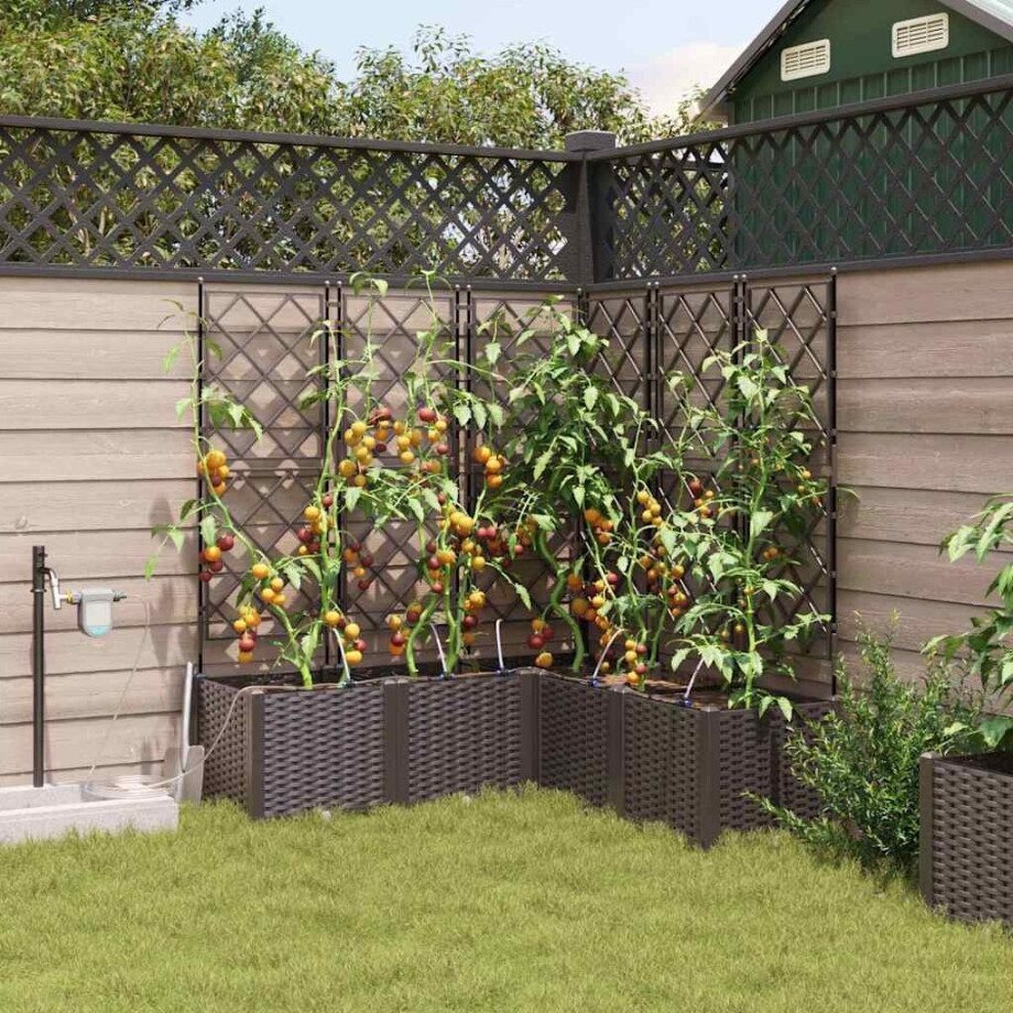 vidaXL Tuin Bloempot 5 pcs Bruin Staal afbeelding 1