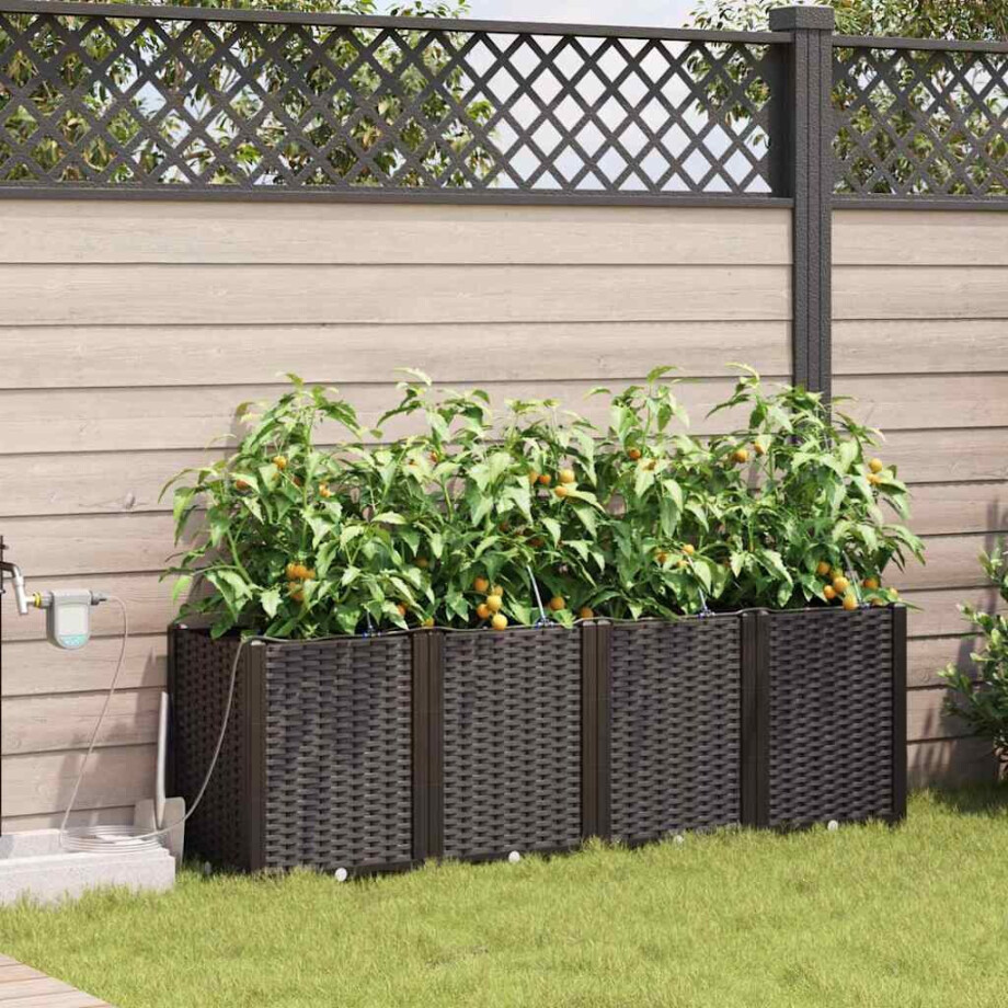 vidaXL Tuin Bloempot 4 pcs Bruin Staal vidaXL Tuin Bloempot 4 pcs Bruin Staal afbeelding 1
