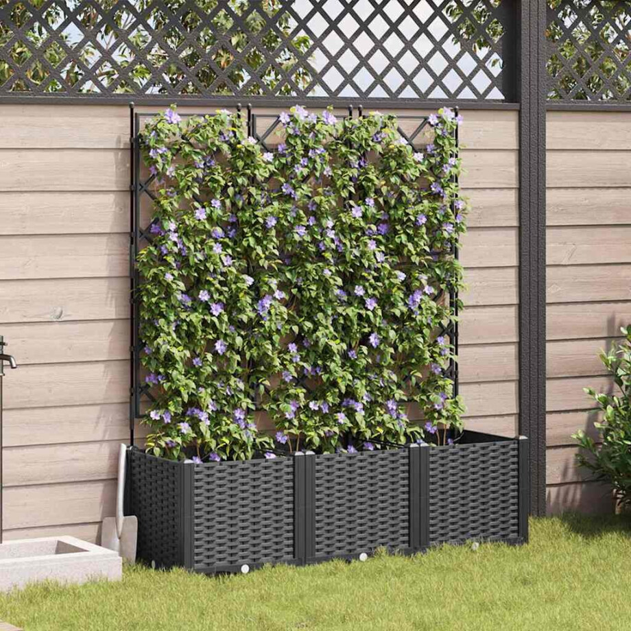 vidaXL Tuin Bloempot 3 pcs Zwart 120 x 40 x 143 cm Staal afbeelding 1