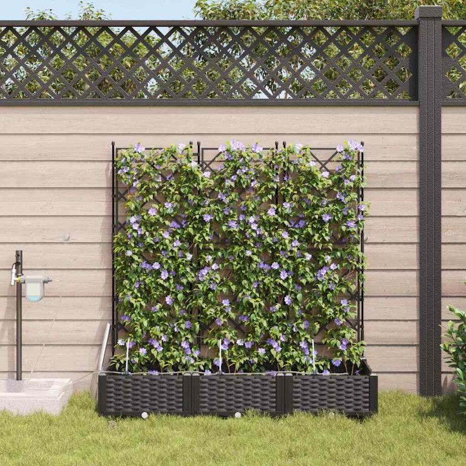 vidaXL Tuin Bloempot 3 pcs Zwart Staal afbeelding 1