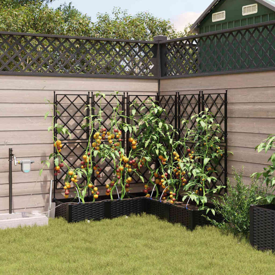 vidaXL Tuin Bloempot 5 pcs Zwart Staal afbeelding 1