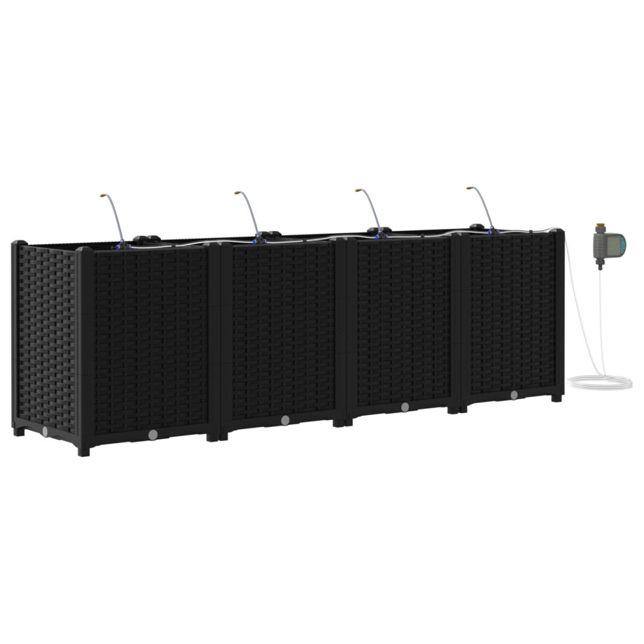 vidaXL Tuin Bloempot 4 pcs Zwart 160 x 40 x 53 cm Staal vidaXL Tuin Bloempot 4 pcs Zwart 160 x 40 x 53 cm Staal afbeelding 1