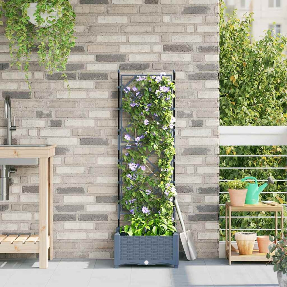 vidaXL Tuin Bloempot Licht Grijs 40 x 40 x 125,5 cm Staal vidaXL Tuin Bloempot Licht Grijs 40 x 40 x 125,5 cm Staal afbeelding 1