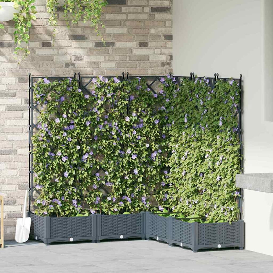 vidaXL Tuin Bloempot 5 pcs Licht Grijs 120 x 120 x 125,5 cm Staal afbeelding 1