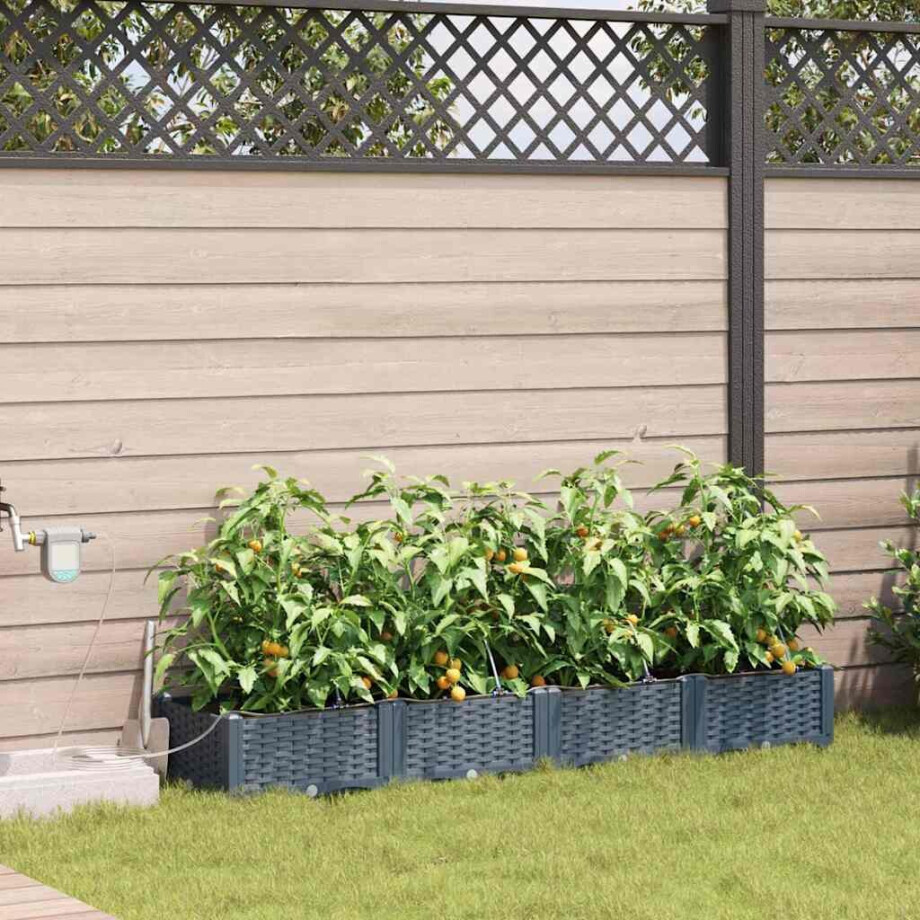 vidaXL Tuin Bloempot 4 pcs Licht Grijs Staal afbeelding 1