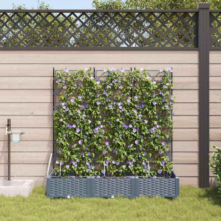 vidaXL Tuin Bloempot 3 pcs Licht Grijs Staal afbeelding 1