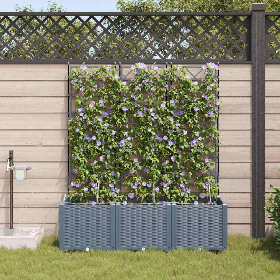 vidaXL Tuin Bloempot 3 pcs Licht Grijs Staal afbeelding 1