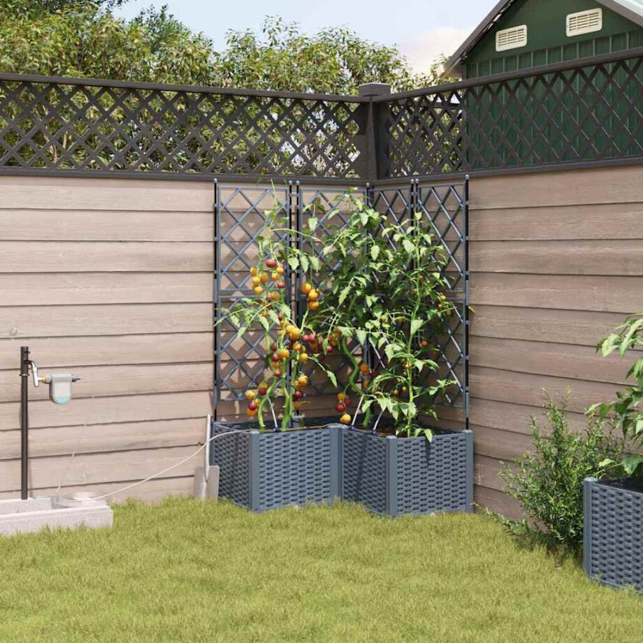 vidaXL Tuin Bloempot 3 pcs Licht Grijs Staal afbeelding 1
