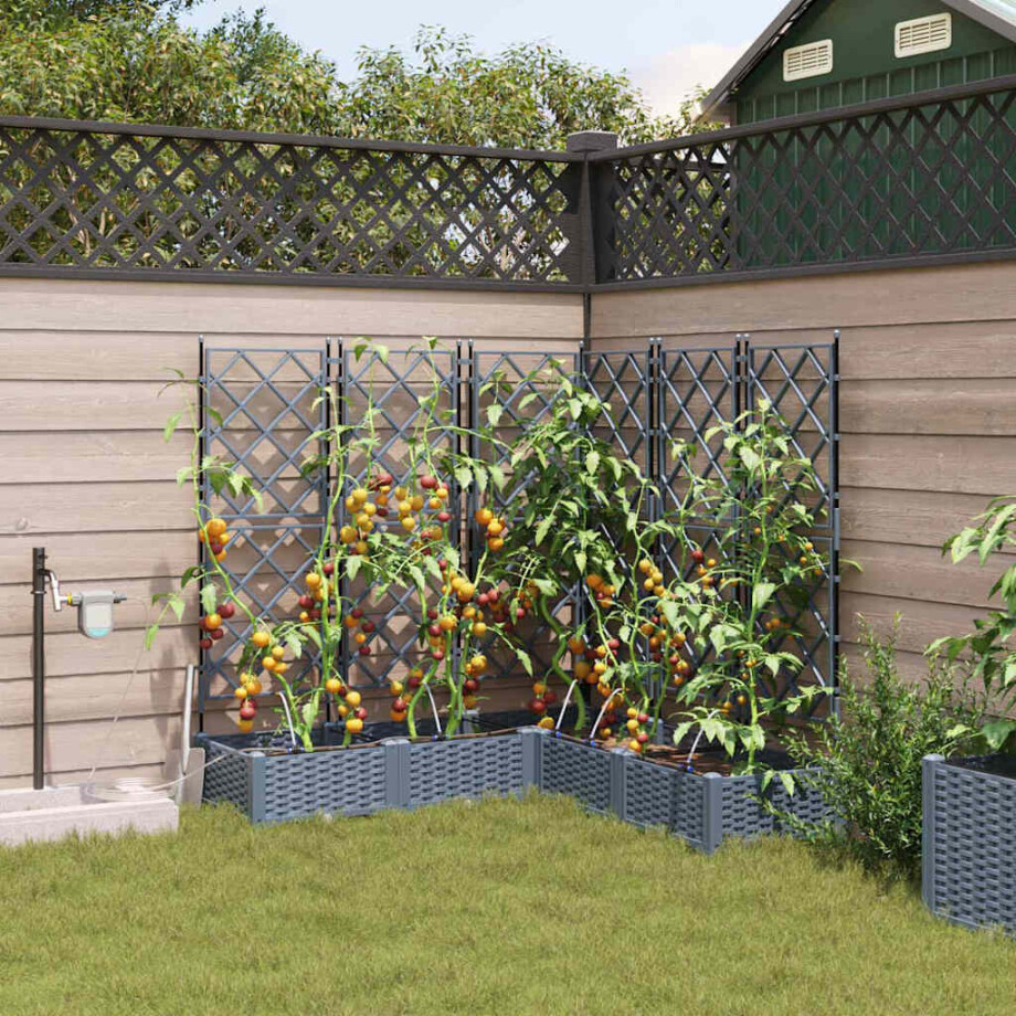 vidaXL Tuin Bloempot 5 pcs Licht Grijs Staal afbeelding 1