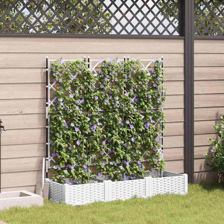 vidaXL Tuin Bloempot 3 pcs Wit 120 x 40 x 125,5 cm Staal afbeelding 1