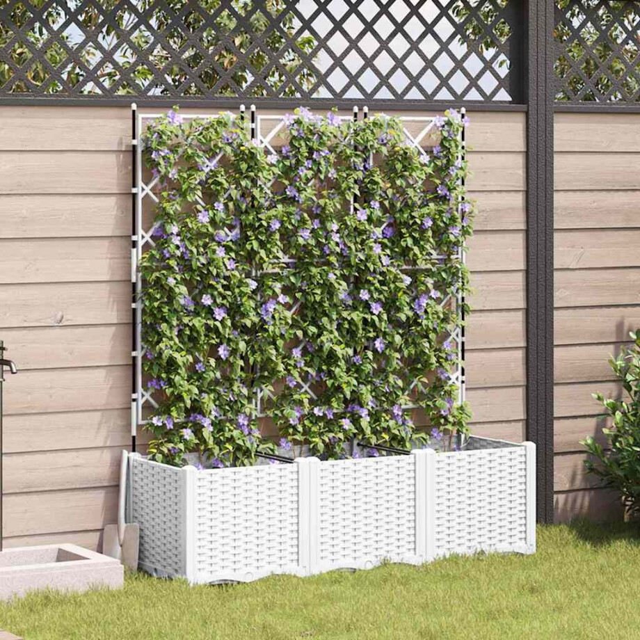 vidaXL Tuin Bloempot 3 pcs Wit 120 x 40 x 143 cm Staal afbeelding 1