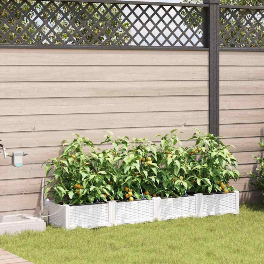 vidaXL Tuin Bloempot 4 pcs Wit Staal afbeelding 1
