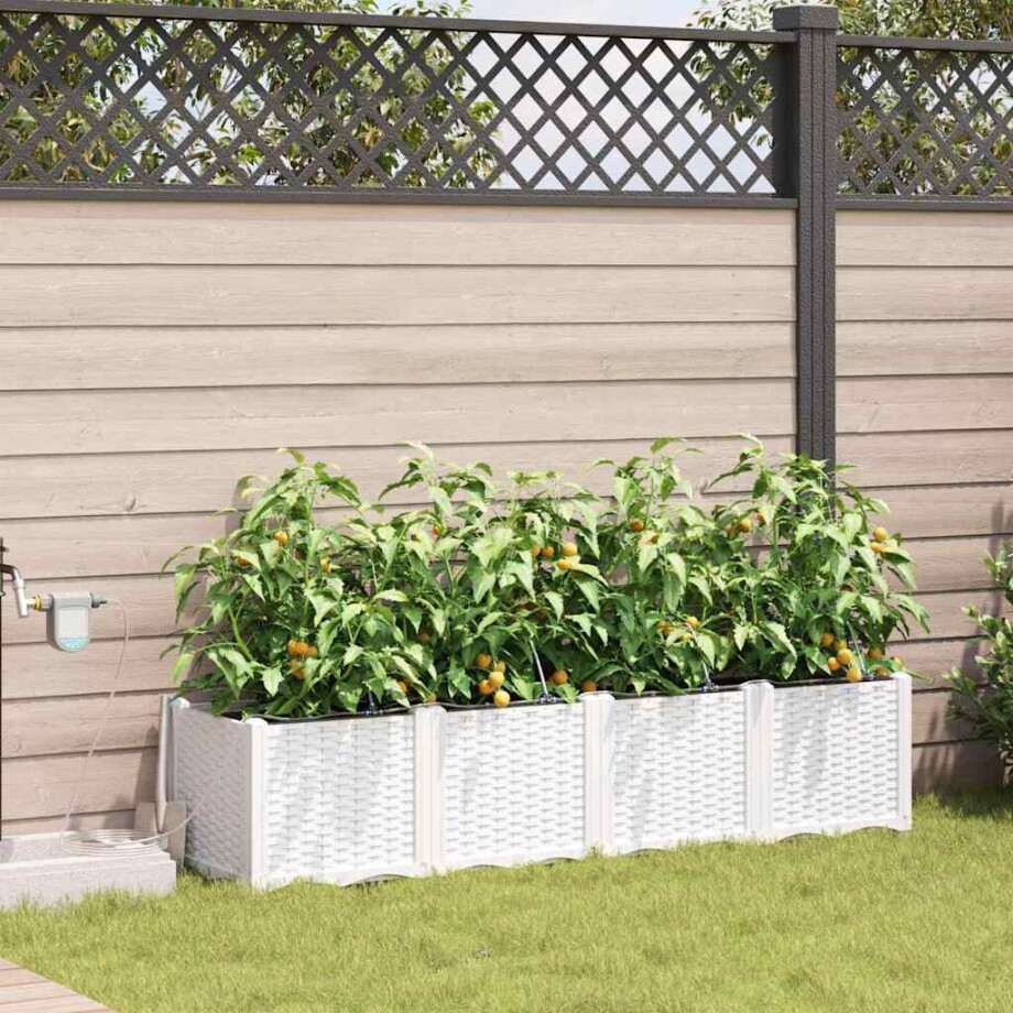 vidaXL Tuin Bloempot 4 pcs Wit Staal vidaXL Tuin Bloempot 4 pcs Wit Staal afbeelding 1