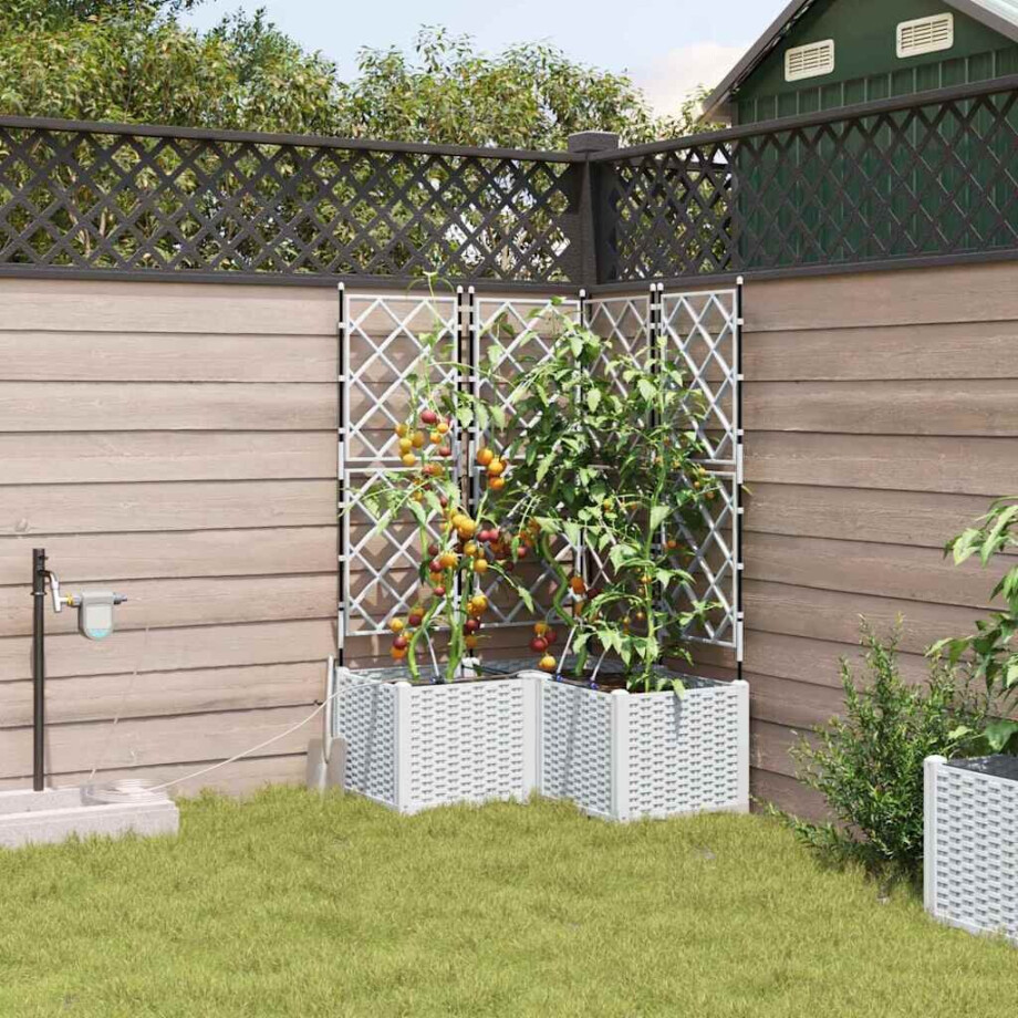 vidaXL Tuin Bloempot 3 pcs Wit Staal afbeelding 1