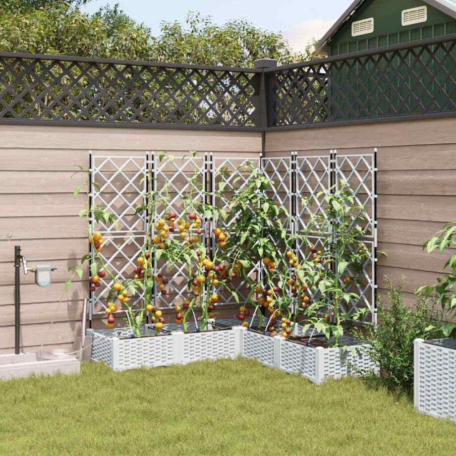 vidaXL Tuin Bloempot 5 pcs Wit Staal afbeelding 1
