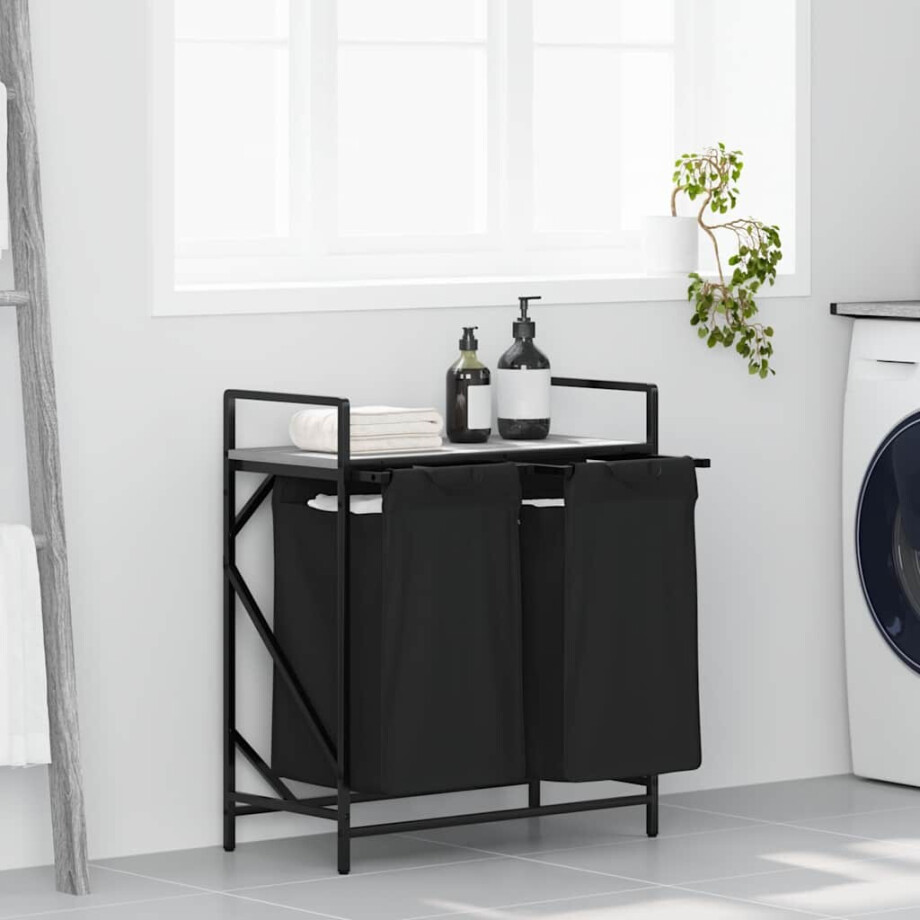 vidaXL Wasmand 2 vakken met plank grijs sonoma eiken afbeelding 1