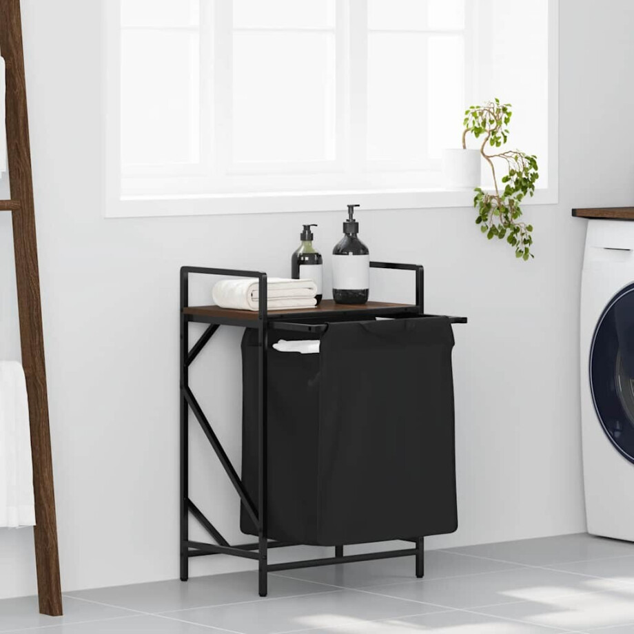 vidaXL Wasmand 1 vak met plank bruin eikenkleurig afbeelding 1