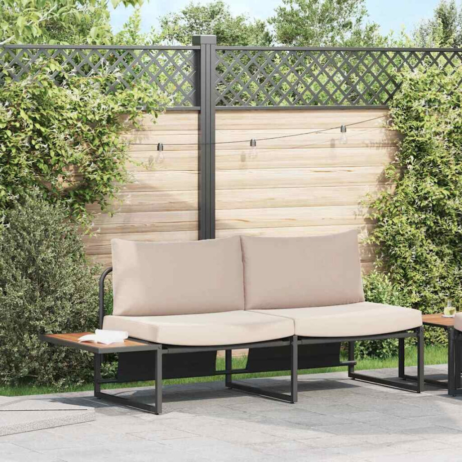 vidaXL Tuinbank met kussen met kussen Taupe 200,5 x 70 x 85,5 cm Staal vidaXL Tuinbank met kussen met kussen Taupe 200,5 x 70 x 85,5 cm Staal afbeelding 1