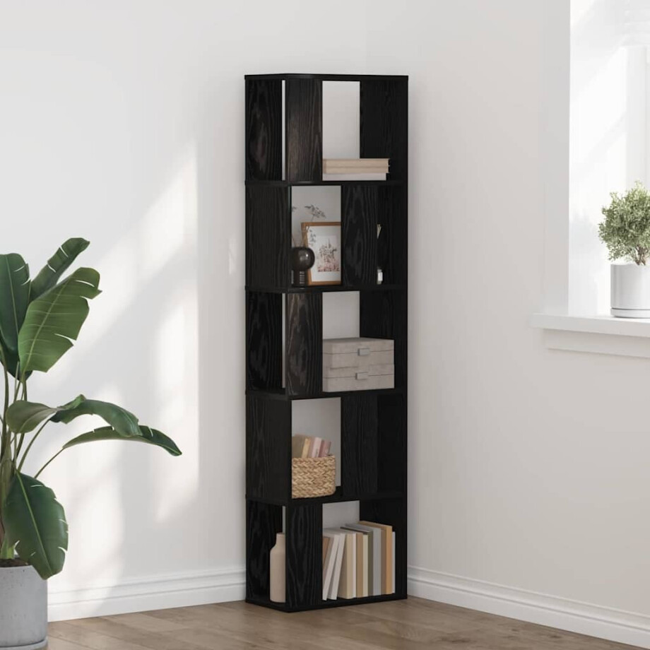 vidaXL Boekenkast Zwart Eiken 45 x 23,5 x 162,5 cm afbeelding 1