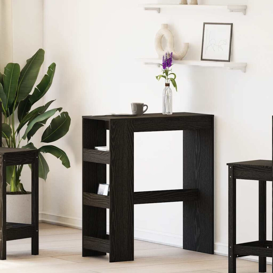 vidaXL Bartafel met rekken Zwarte eik 90x40x103,5 cm bewerkt hout vidaXL Bartafel met rekken Zwarte eik 90x40x103,5 cm bewerkt hout afbeelding 1