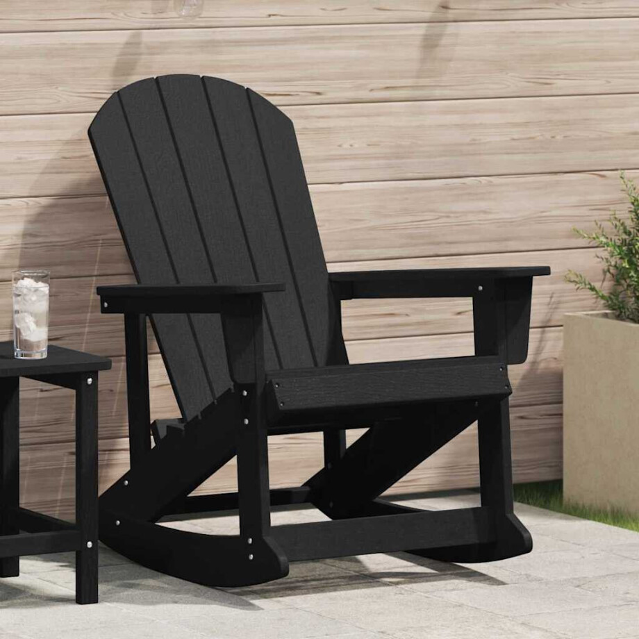 vidaXL Adirondack Schommelstoel Zwart 92 x 73,5 x 92 cm HDPE afbeelding 1