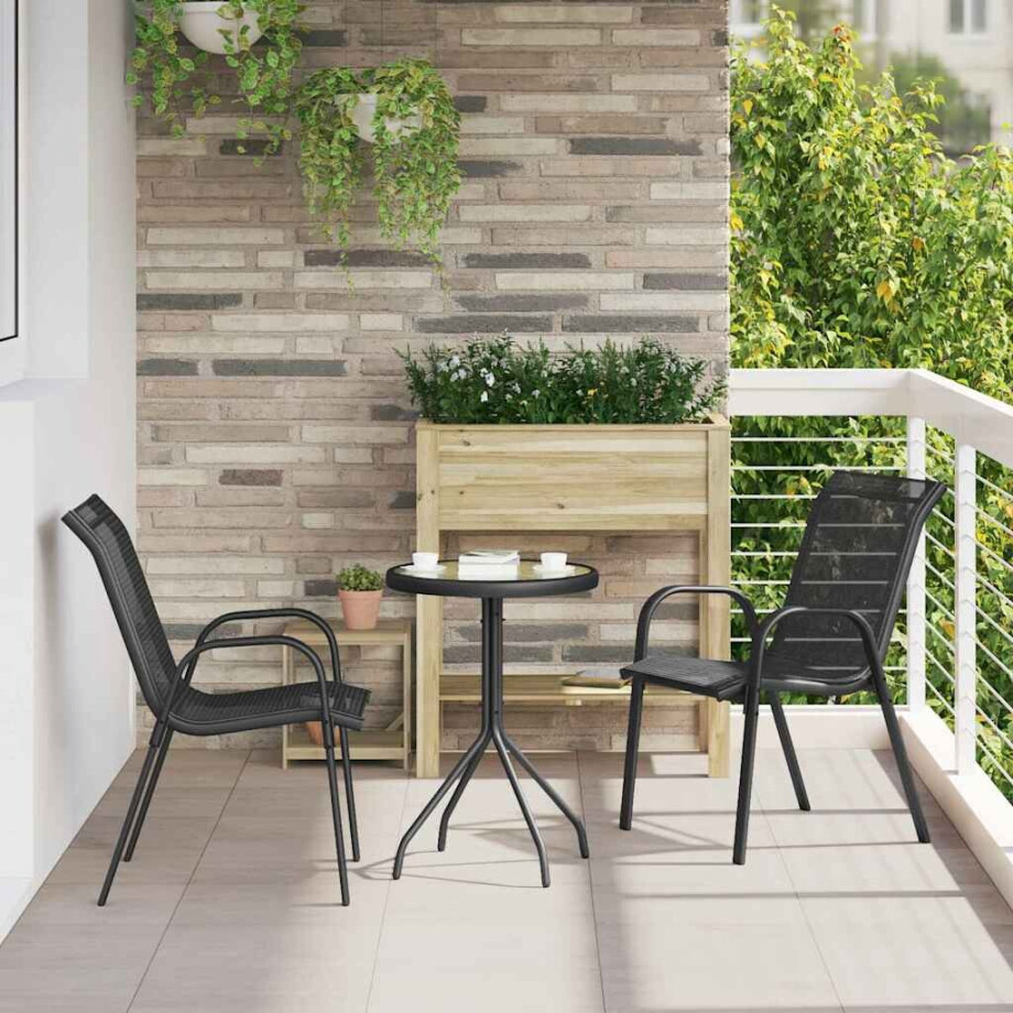 vidaXL Tuin Bistro Set 3 pcs Zwart Staal afbeelding 1