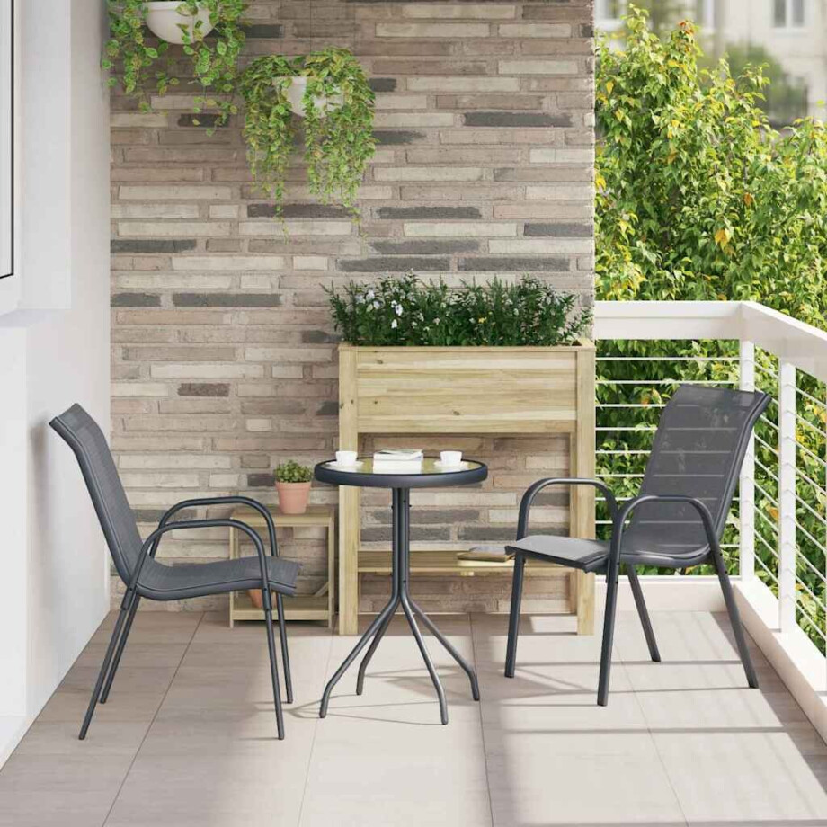 vidaXL Tuin Bistro Set 3 pcs Grijs Staal vidaXL Tuin Bistro Set 3 pcs Grijs Staal afbeelding 1