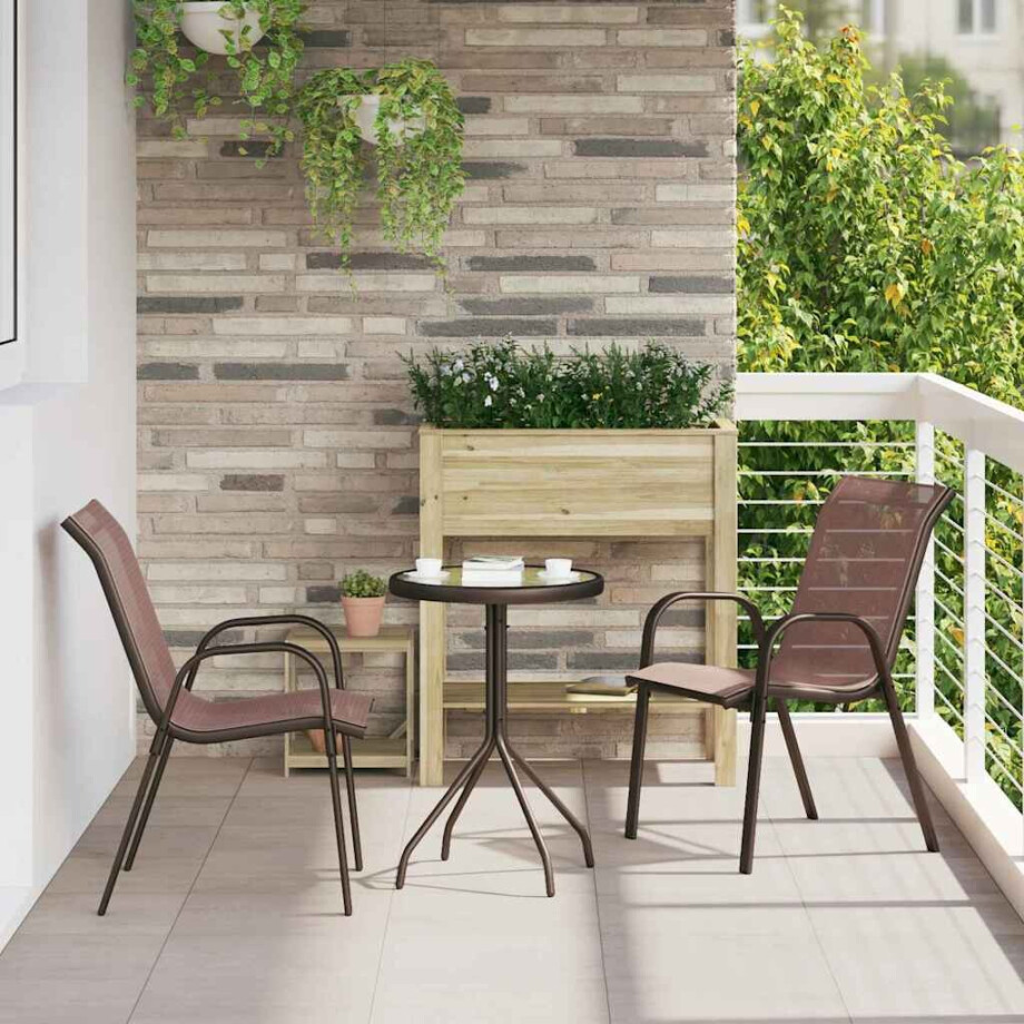 vidaXL Tuin Bistro Set 3 pcs Bruin Staal vidaXL Tuin Bistro Set 3 pcs Bruin Staal afbeelding 1