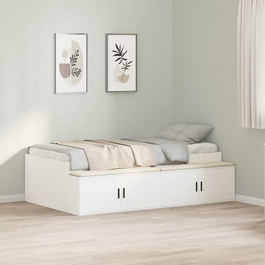 vidaXL Bedframe met lade met opslag Wit 90 x 190 cm Bewerkt hout afbeelding 1