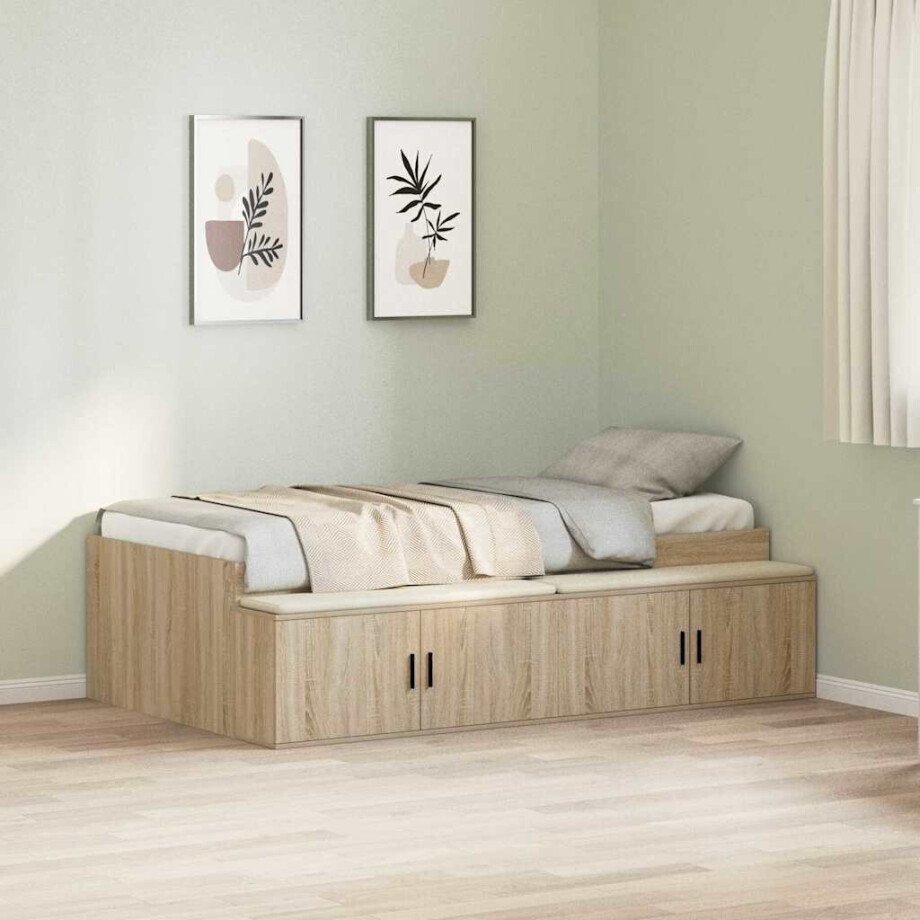 vidaXL Opbergbedframe met opslag Sonoma eiken 90 x 190 cm Bewerkt hout afbeelding 1