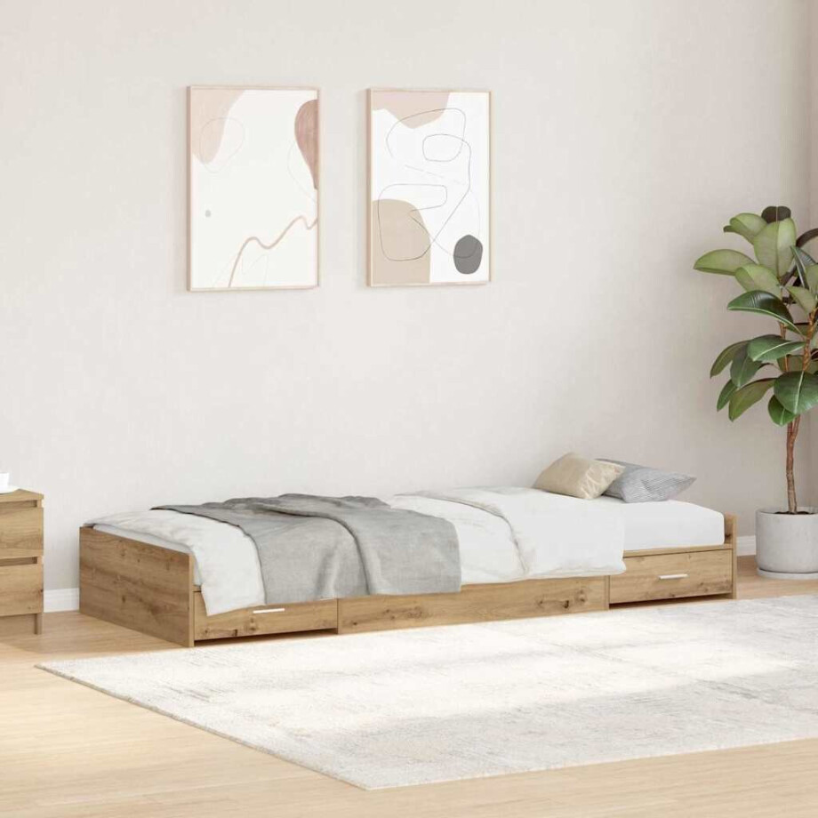 vidaXL Bedframe met hoofdeinde Artisan Eiken 90 x 200 cm Bewerkt hout vidaXL Bedframe met hoofdeinde Artisan Eiken 90 x 200 cm Bewerkt hout afbeelding 1