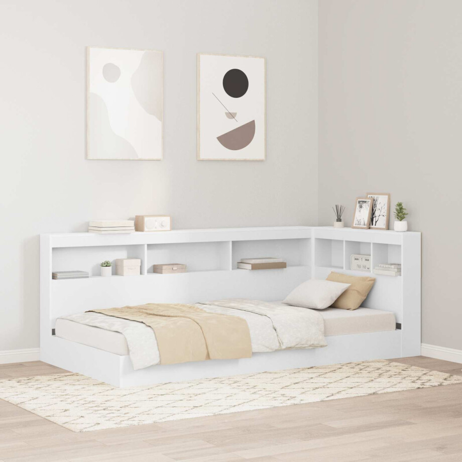 vidaXL Opberghoofdbord met plank met hoofdeinde Wit 90 cm Bewerkt hout afbeelding 1
