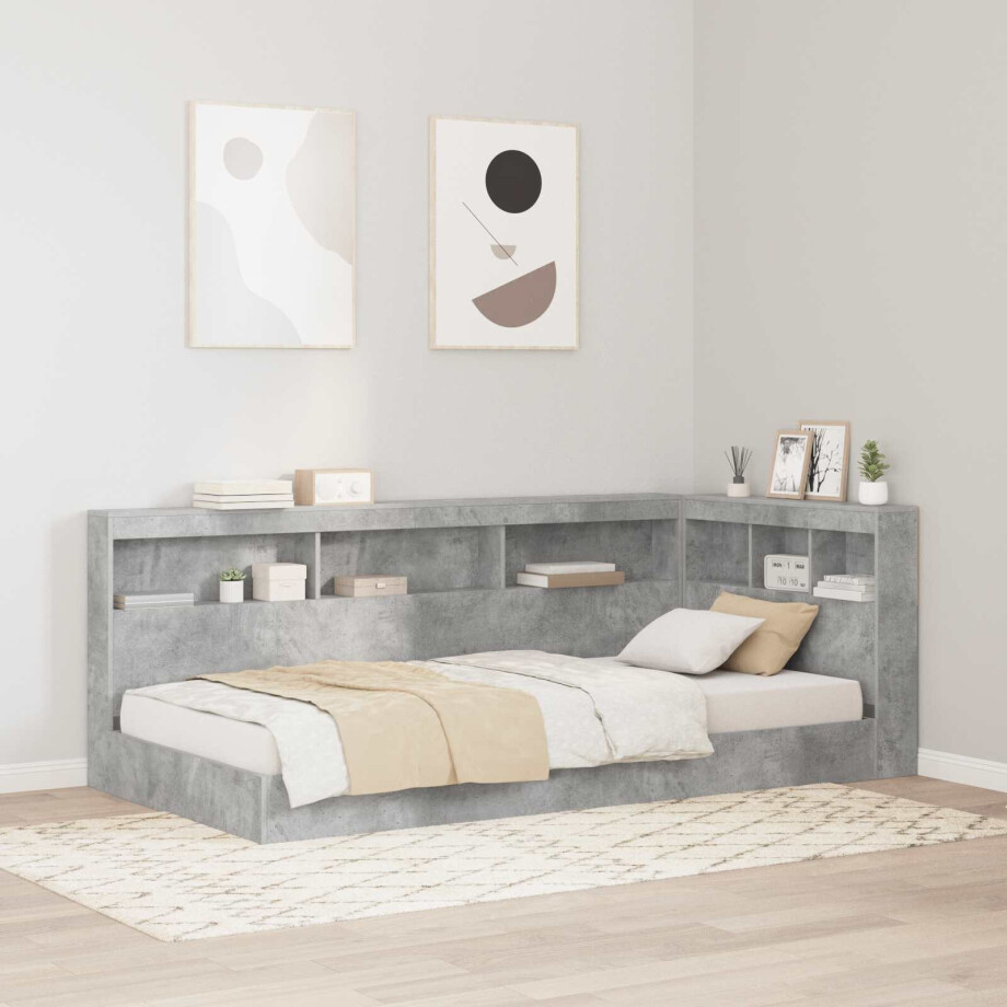 vidaXL Opberghoofdbord Beton Grijs Bewerkt hout vidaXL Opberghoofdbord Beton Grijs Bewerkt hout afbeelding 1