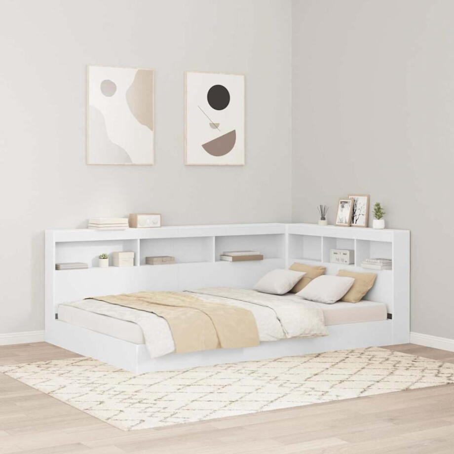 vidaXL Opberghoofdbord met plank met opslag Wit 120 cm Bewerkt hout vidaXL Opberghoofdbord met plank met opslag Wit 120 cm Bewerkt hout afbeelding 1