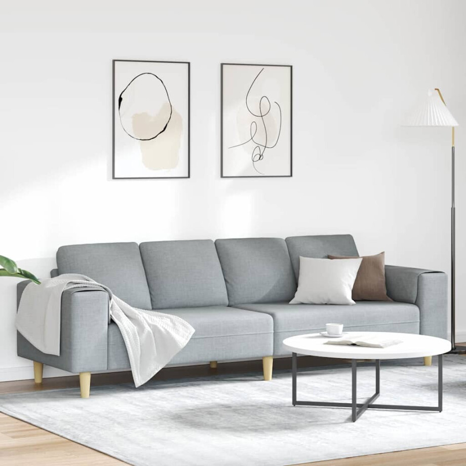 vidaXL Woonkamer Bank Lichtgrijs 250 x 77 x 76 cm Polyester afbeelding 1